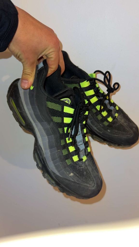 Nike Air Max 95 Trainers - Black/Grey/Green, Fair Condition