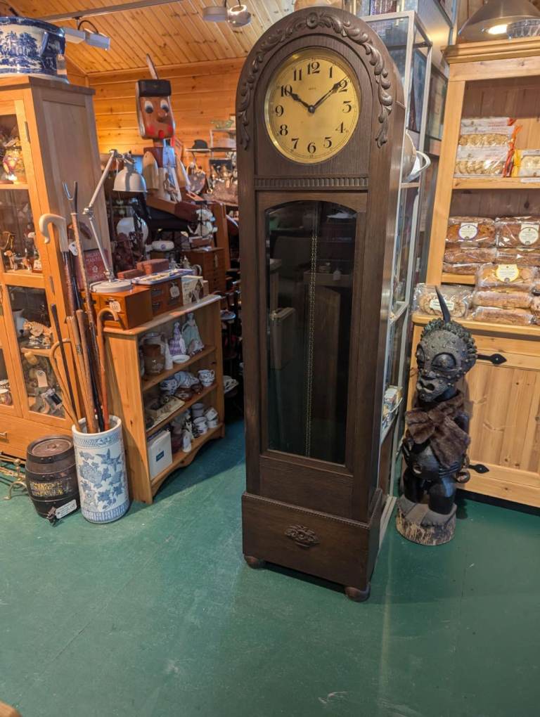 Vintage oak Dufa grandfather clock 