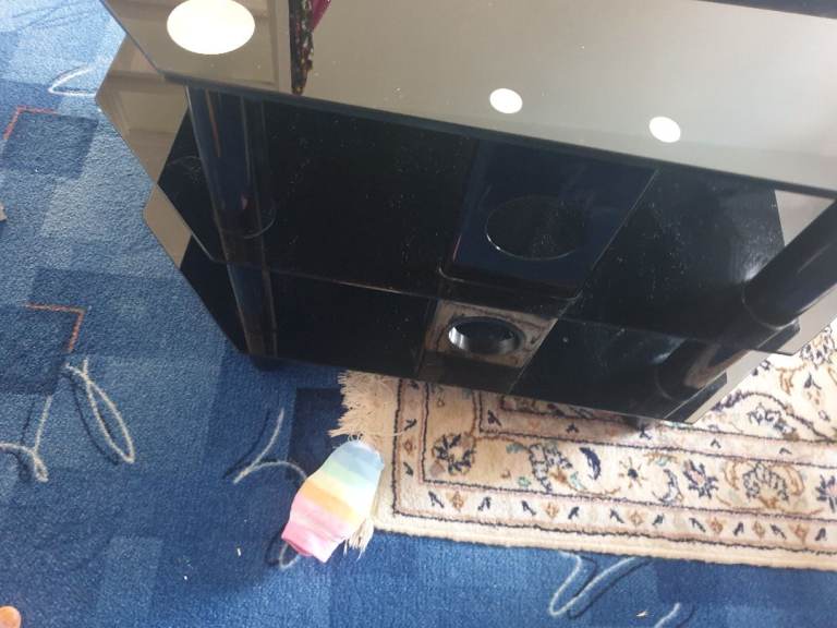 black glass tv stand