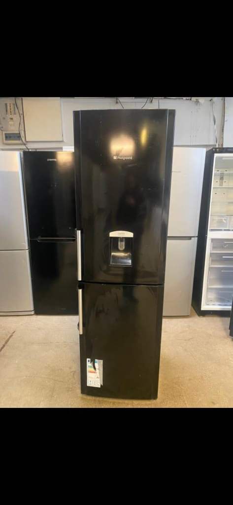 Black Fridge Freezer with Water Dispenser – Good Condition