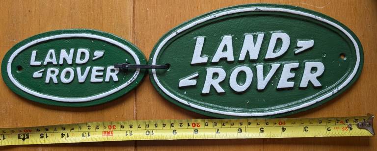 2 x Land Rover Cast Iron Wall Sign/Advertising Plaque (Vintage Reproduction)  NEW