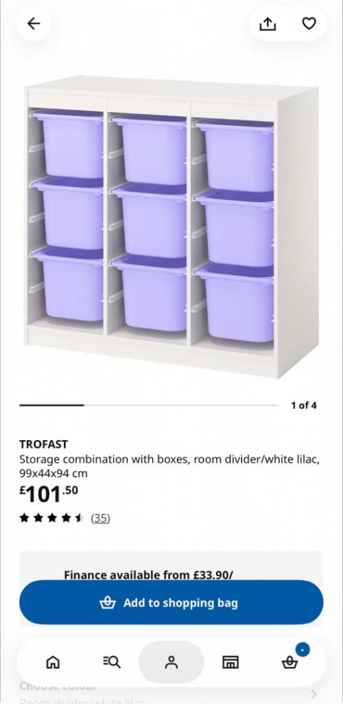 IKEA TROFAST Storage Combination with Lilac Boxes