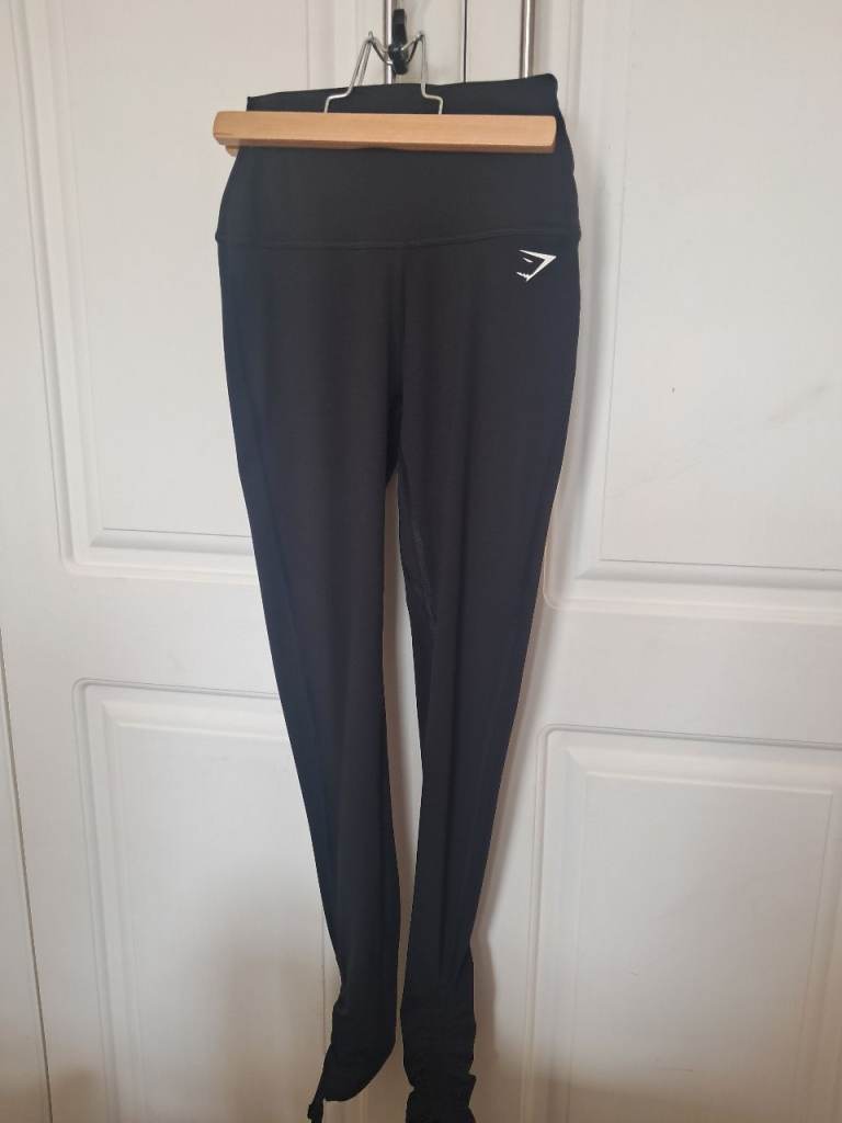 Gymshark Black Leggings XXS – Good Condition, Gathered Ankles