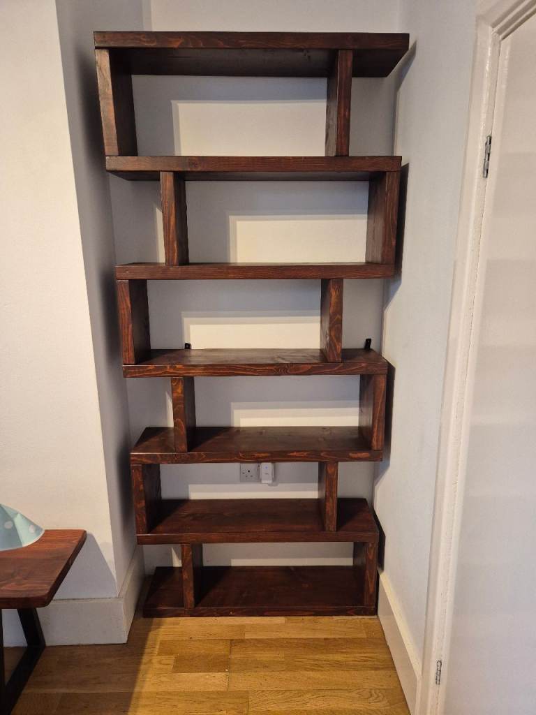 Solid Wood Ladder Bookshelf – Rustic / Industrial Style