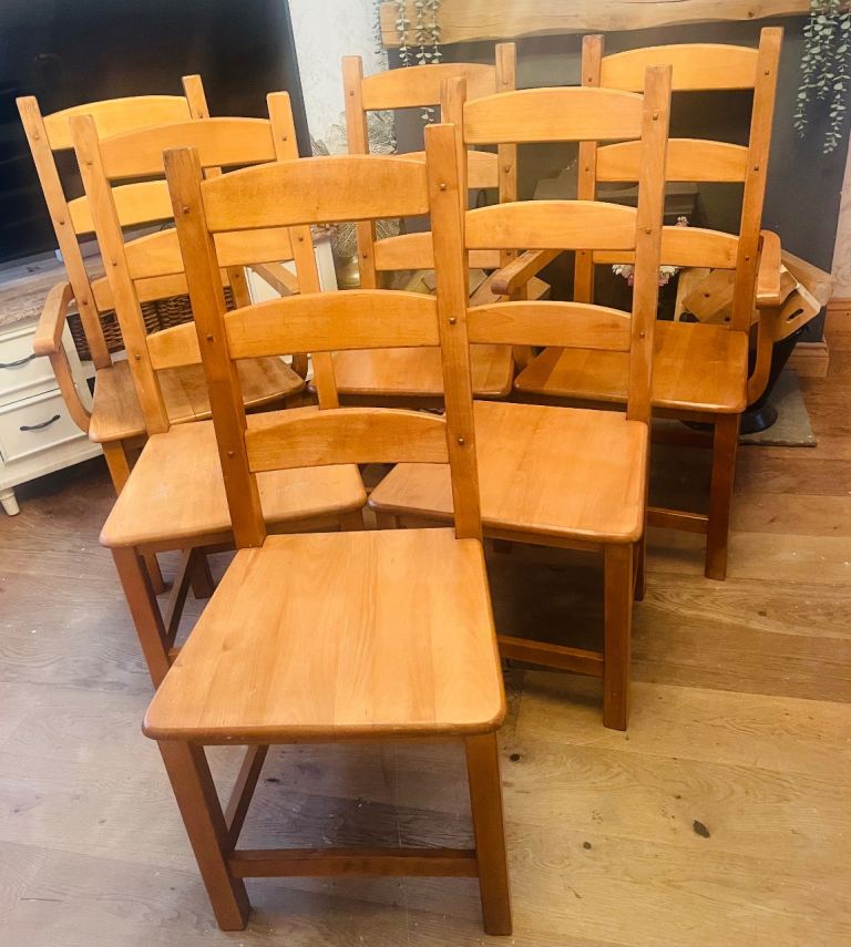 6 x solid wood dining chairs 
