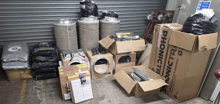 Grow room equipment, fans, filters, lights