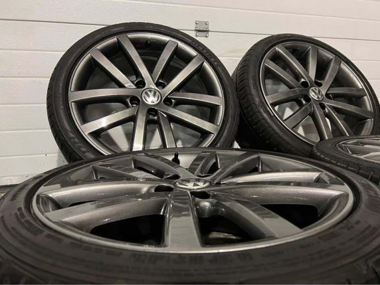  *REFURBISHED* OEM VW GOLF VANCOUVER 18” 5x112 ALLOY WHEELS + TYRES CADDY SEAT