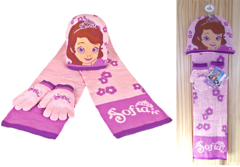Disney Sofia The First Hat Scarf & Gloves Set