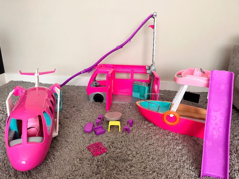 Barbie Doll House Playset Bundle - Plane, Camper Van, Boat
