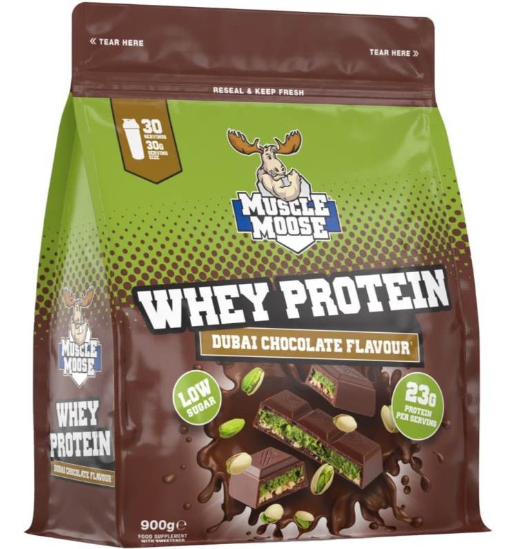 Muscle Moose Whey Protein Dubai Chocolate Flavour 900g
