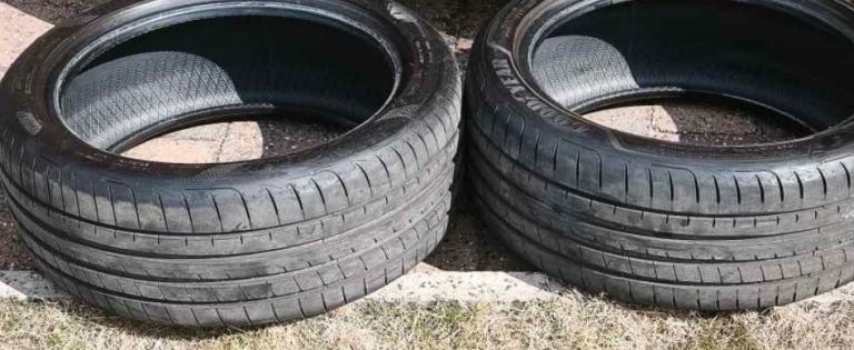 Tyres 2, Goodyear Eagle F1 Tyres 215/45/17, used 2 × 3.5mm