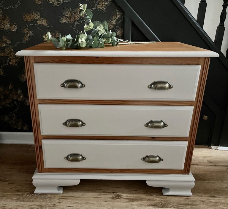 Lovely Solid Wood Chest of Drawers Newly Up-cycled.
