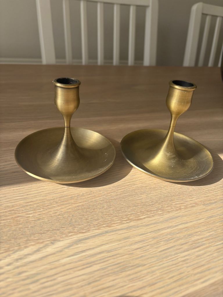 Pair of Brass Candle Holders - Modern & Sleek Design