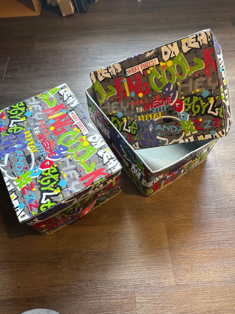 Set of 2 Graffiti Design Storage Boxes