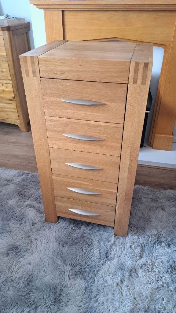 Oak furniture land Alto solid oak tallboy chest of drawers 