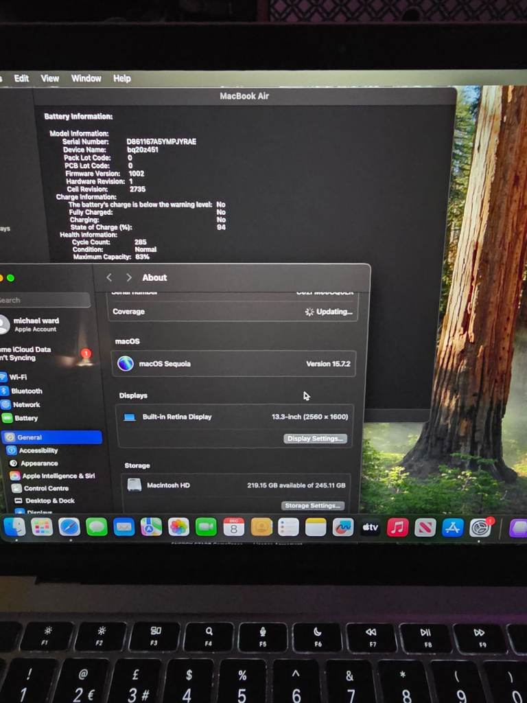 Macbook air 13 M1 2020 16gb 256ssd