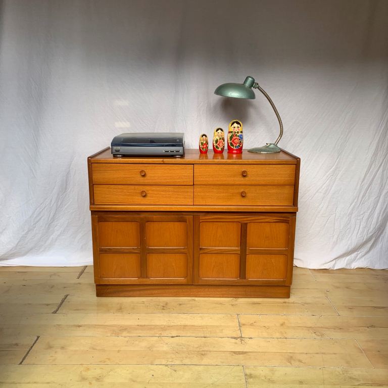 Vintage retro Nathan squares sideboard record vinyl storage cupboard 