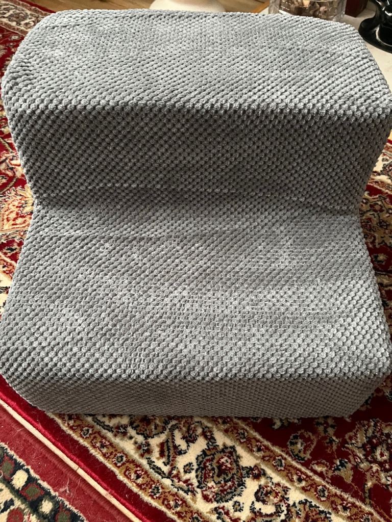 Grey soft fleece carpeted pet steps