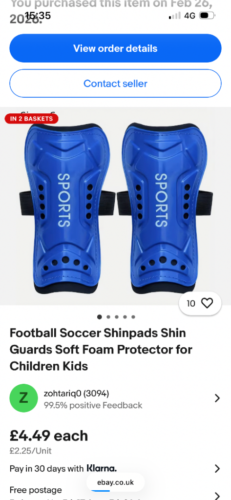 Small blue shin pads 