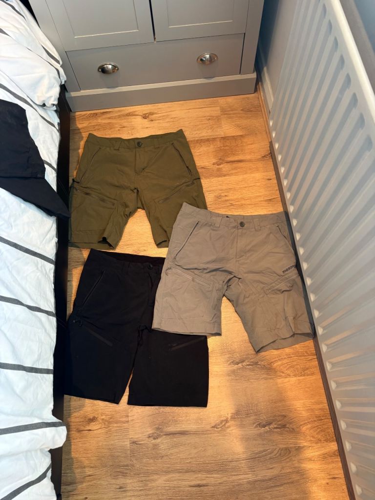 Karrimor Men's medium Shorts Bundle - Black, Grey, and Green, Good Condition