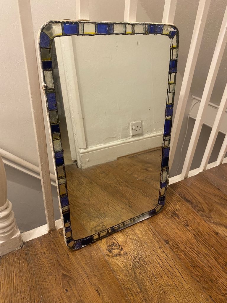 Stained glass border mirror
