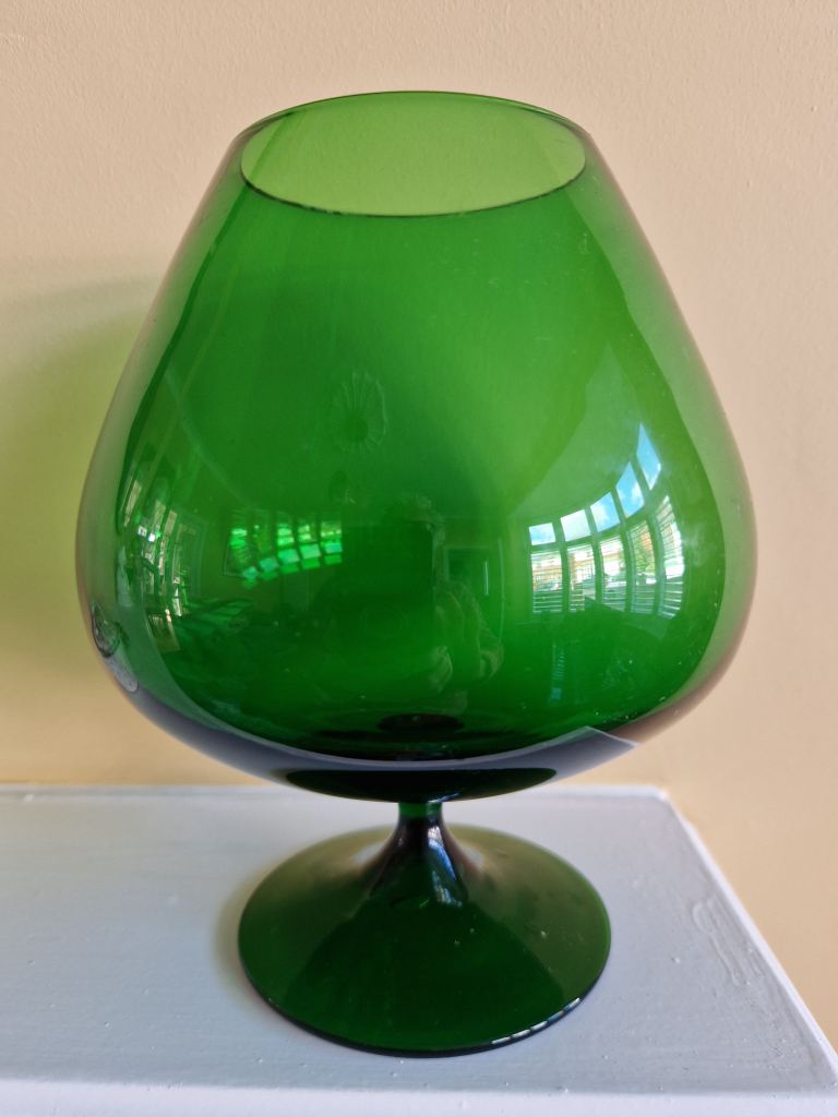 Green decorative brandy glass