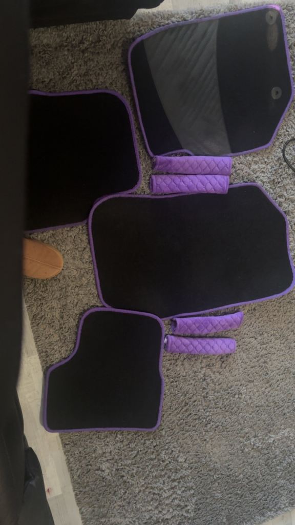 Car mats and seatbelt covers 