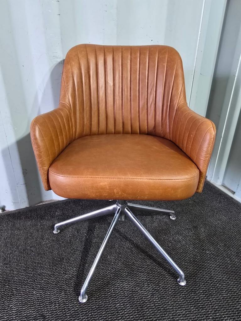 Free Delivery - Gallery Home Brown Genuine Leather Swivel Office Chair (£300)