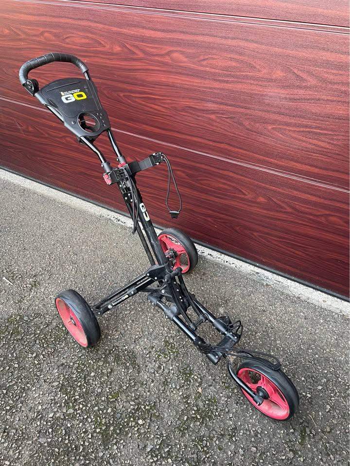 I cart go 3 wheeled golf trolley, with brake , no umbrella holder, folds compactly