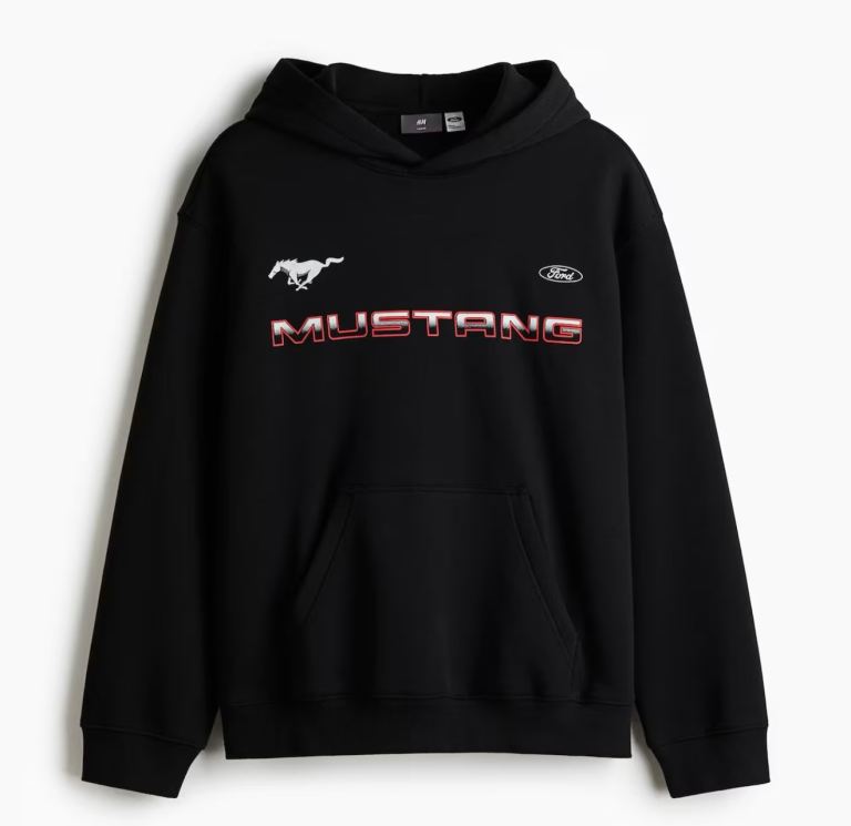 New Black Mustang Hoodie – Classic Car Design