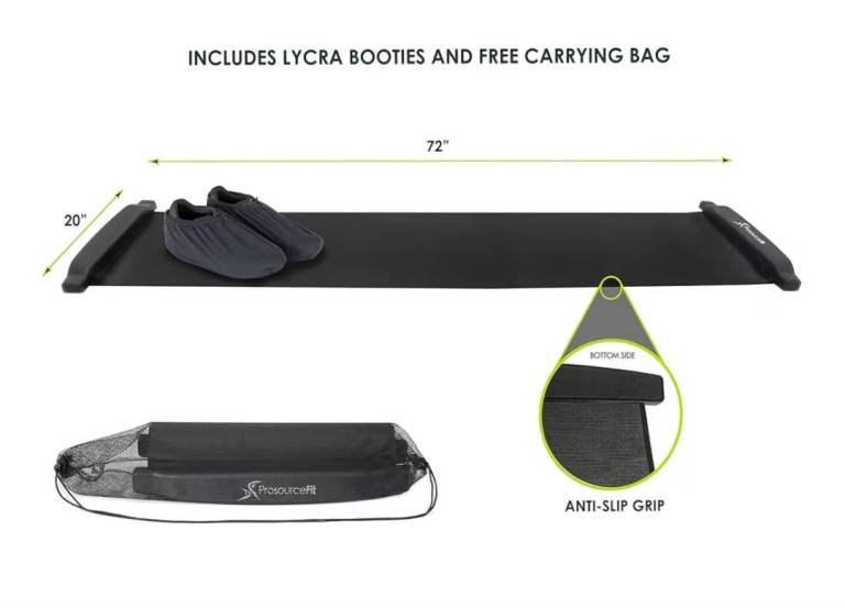 ProSourceFit Slide Board Mat for Exercise 6’ with End Stops, Booties ...