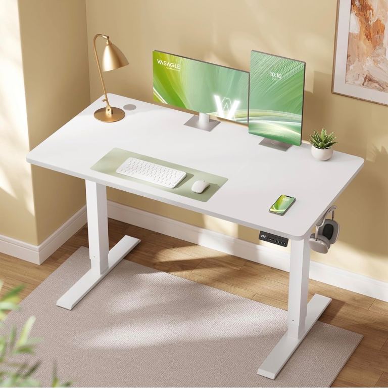 VASAGLE Electric Standing Desk – Height Adjustable | 120x60 cm | Cloud White | Excellent Condition