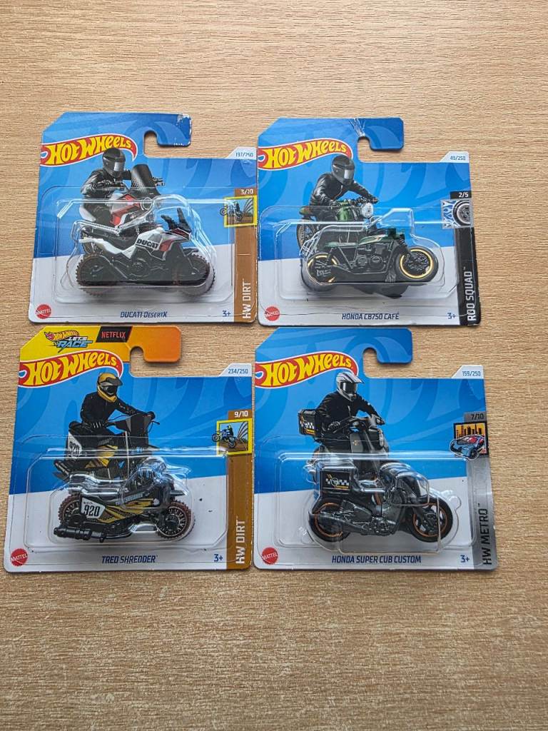 Hot Wheels Motorbikes Bundle x4 (Ducati, Honda) – New