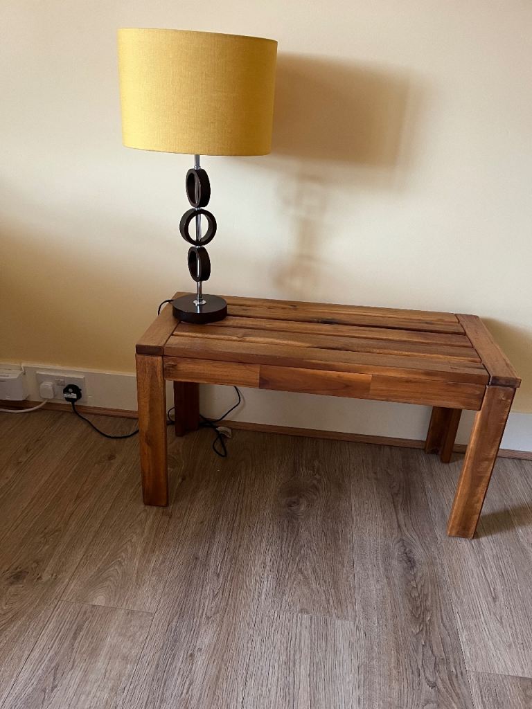 Wooden Bench / Stool with Pair of 50s table lamps