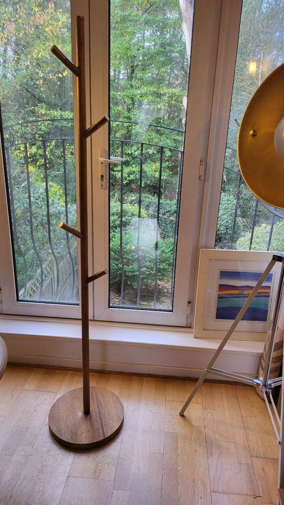 West Elm solid Teak and Brass coat stand