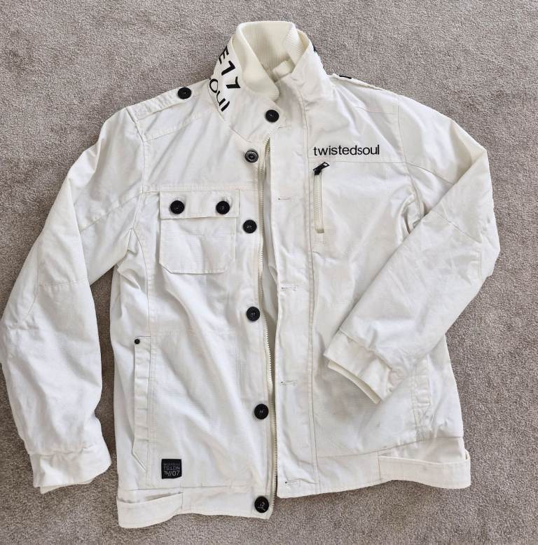 Excellent Twisted Soul White Men's Vintage Coat