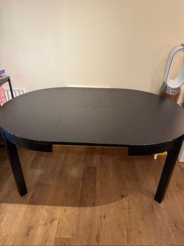 IKEA BJURSTA Extendable Round Dining Table - Black-Brown Finish