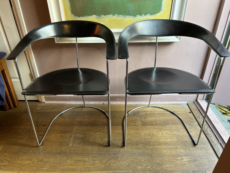 Arrben Canasta Black Leather & Chrome Chairs(2) £149each