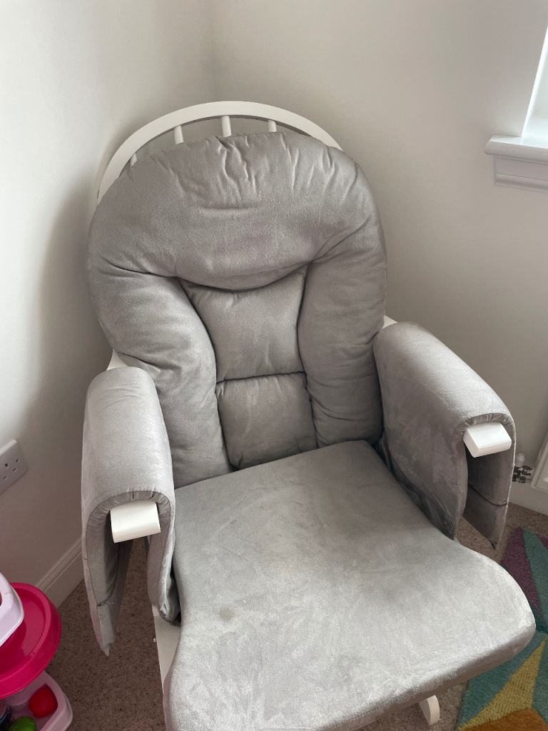 Grey and white nursery rocking chair