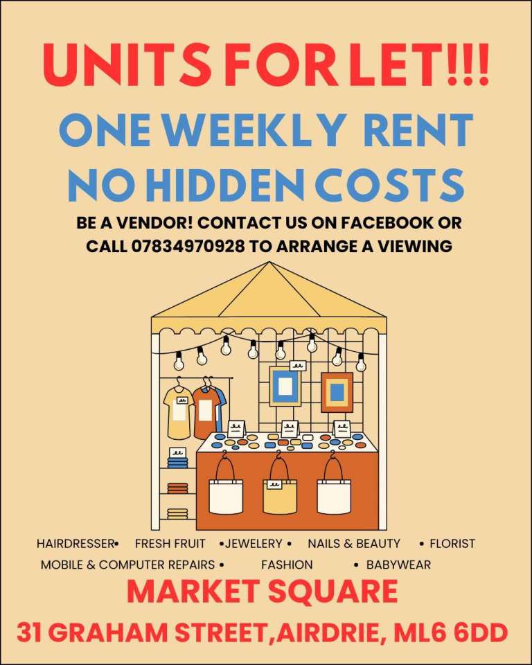 Retail space for let within Airdrie Indoor Market