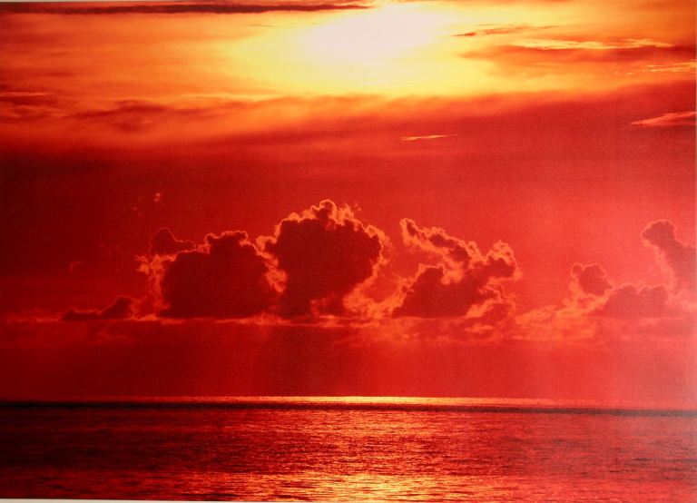 Massive beautiful sunset photo on canvas. 