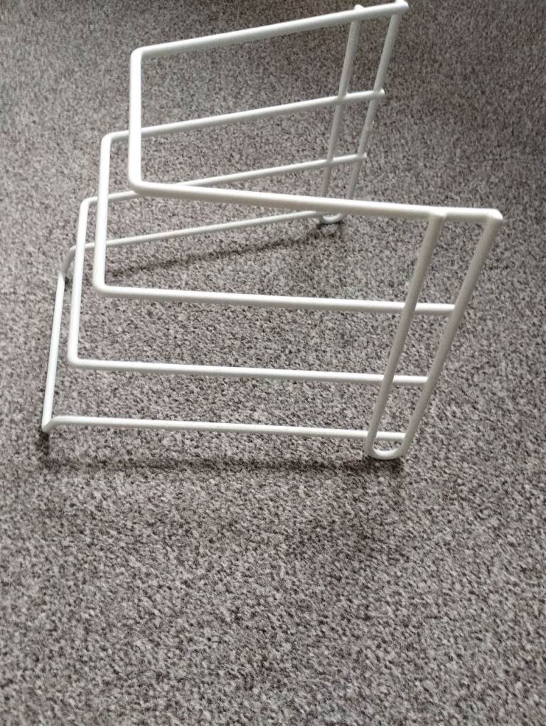 White Metal Rack for Kitchen Storage or Book Display - Good Condition