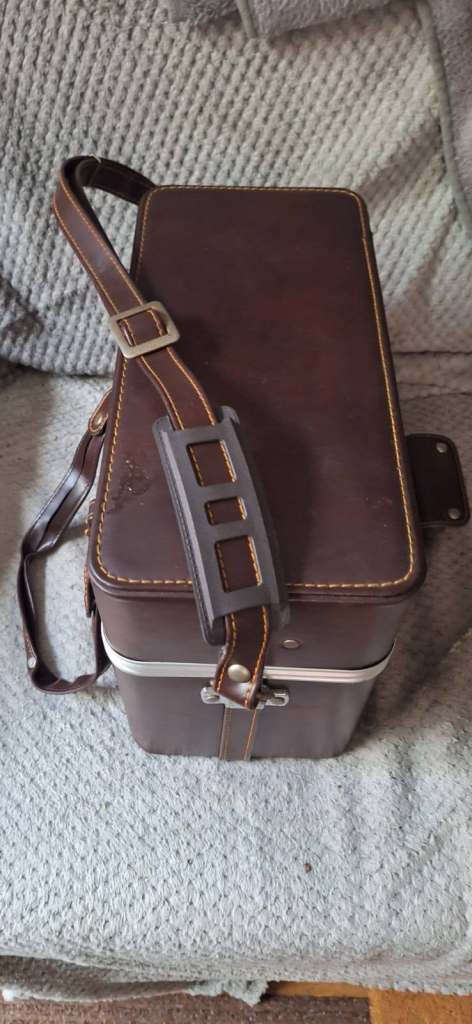 Large Vintage Leather Camera Box Multi Compartments