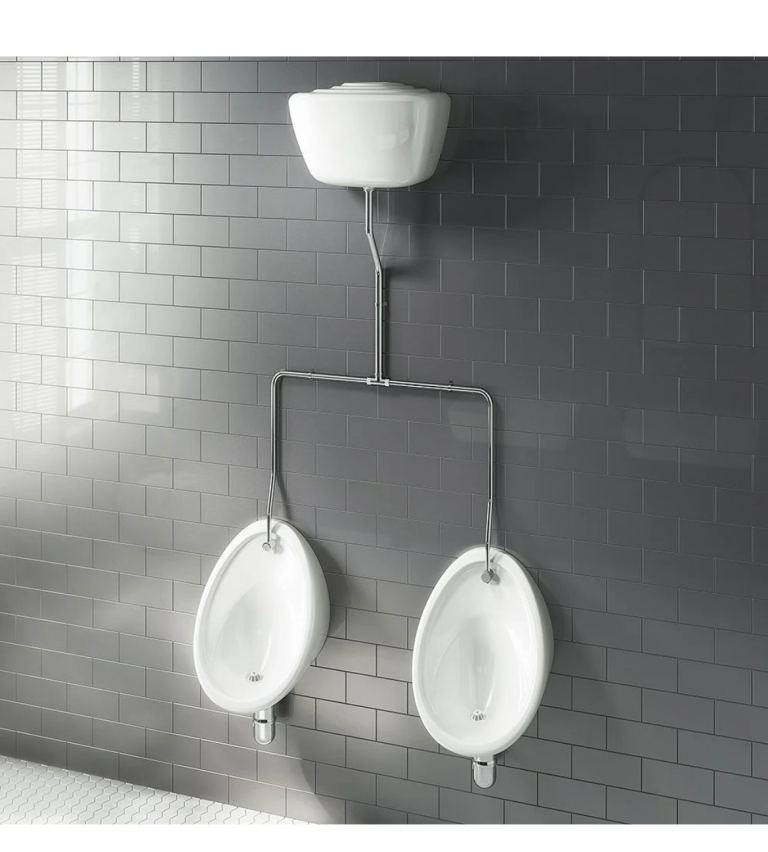 Cove Exposed Urinal Pack with 2 x 400mm Urinal Bowls + Ceramic Cistern