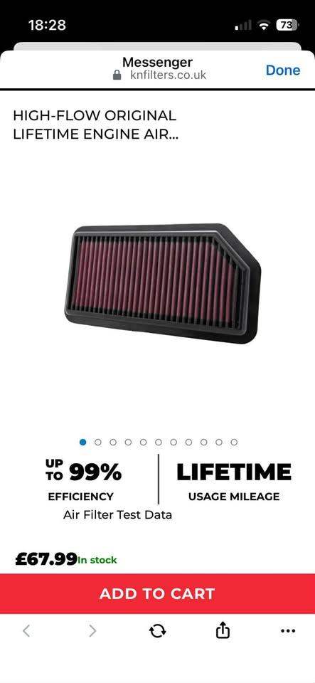 K&N Air filter HYUNDAI/KIA 33-2960 *Brand new cost £68*