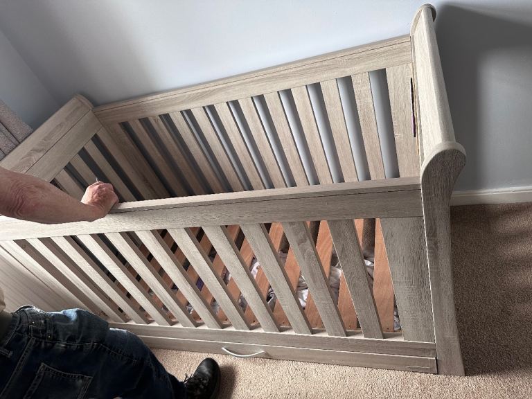 Grey Wooden Cot Bed – FREE