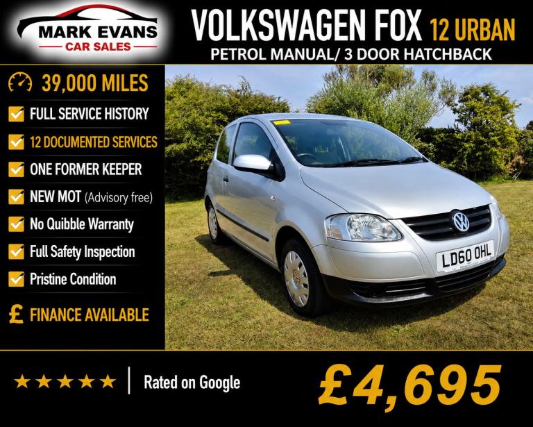 2010 Volkswagen Fox 1.2 Urban Fox 3dr HATCHBACK Petrol Manual