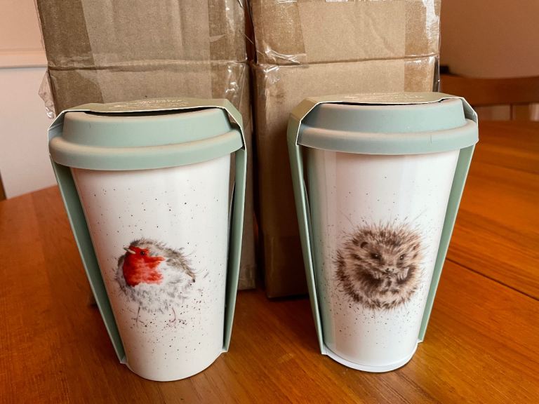 Two Royal Worcester travel mugs