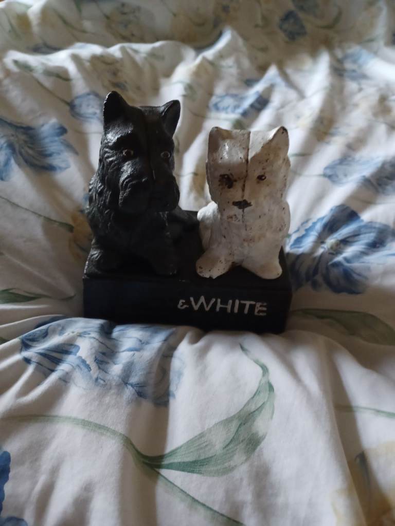 Vintage Black & White Whisky Dogs Figurine
