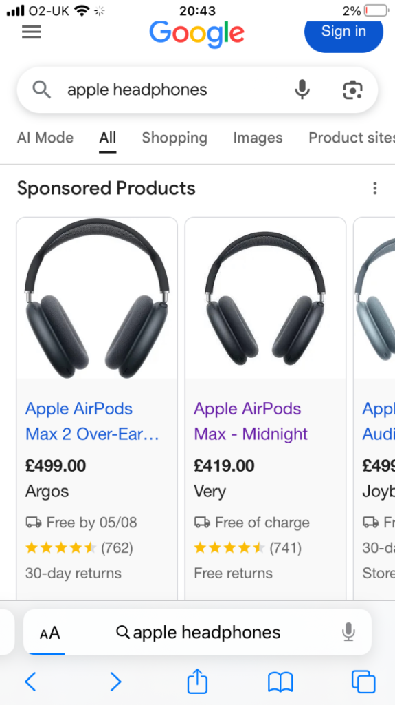 Apple AirPods Max Headphones – Space Grey, Good Condition